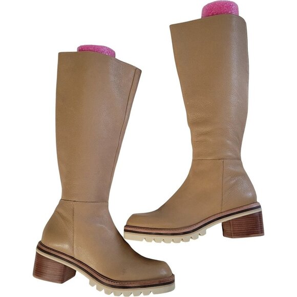 Bernardo Susana Calfskin Tall Riding Boots in Beige/Tan US 10M - Picture 3 of 11